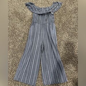 Eyeshadow Girls Romper in Shades of Blue Stripes